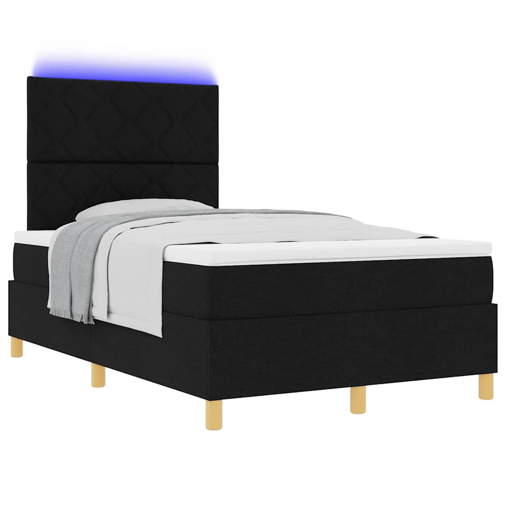 Letto a Sorgente LED con testiera Nero 120 x 200 cm Tessuto | homemem39