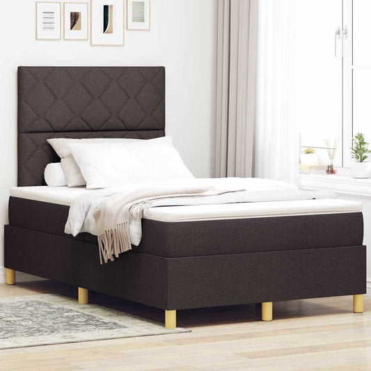 Letto a Sorgente LED Marrone Scuro 120 x 200 cm Tessuto | homemem39
