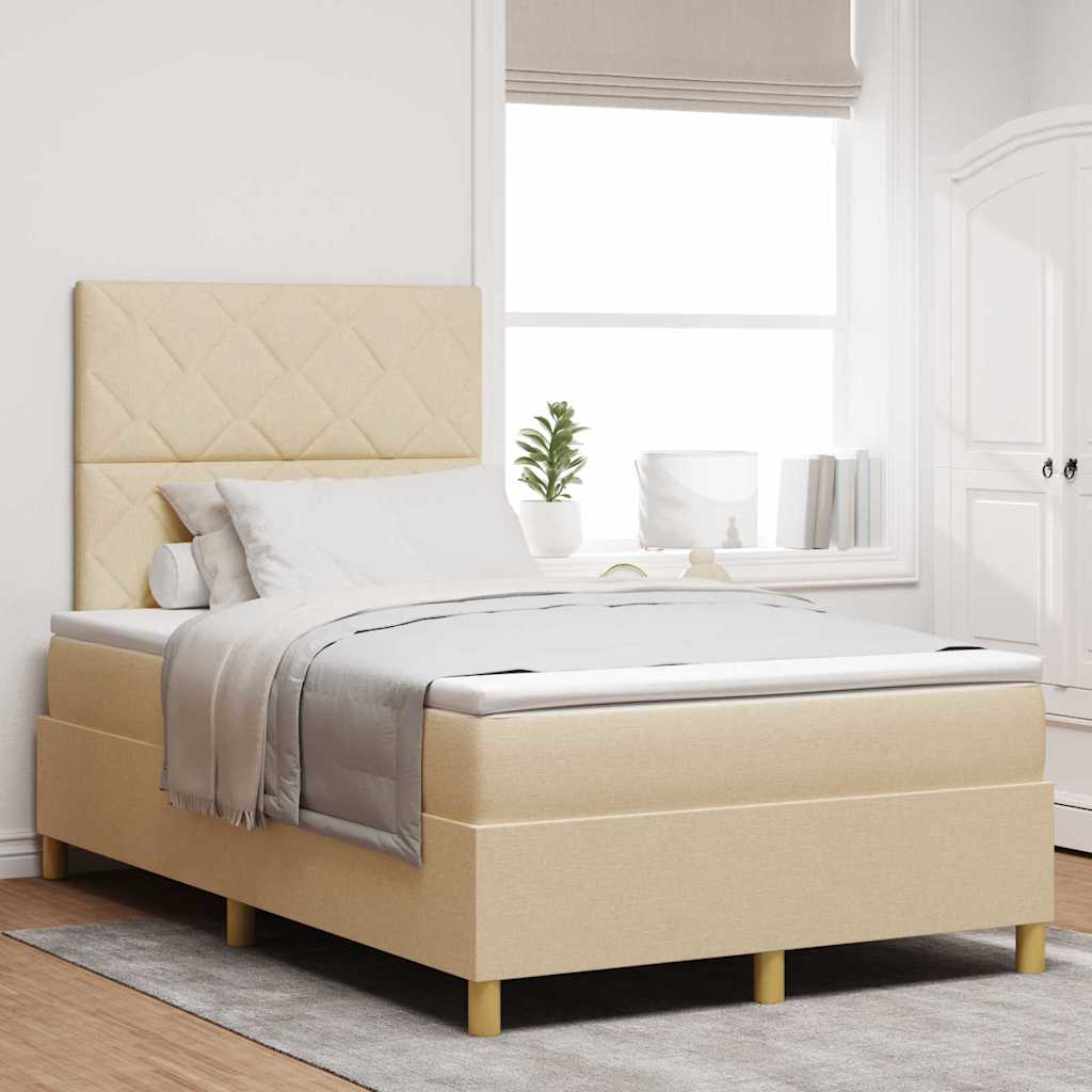 Letto a Sorgente LED con testiera Crema 120 x 200 cm Tessuto | homemem39