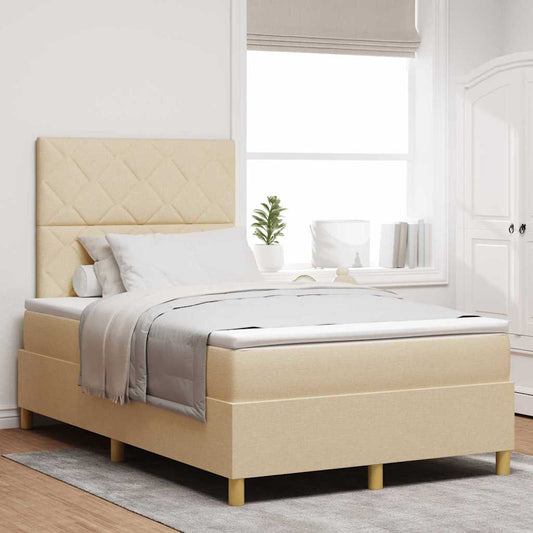 Letto a Sorgente LED con testiera Crema 120 x 200 cm Tessuto | homemem39