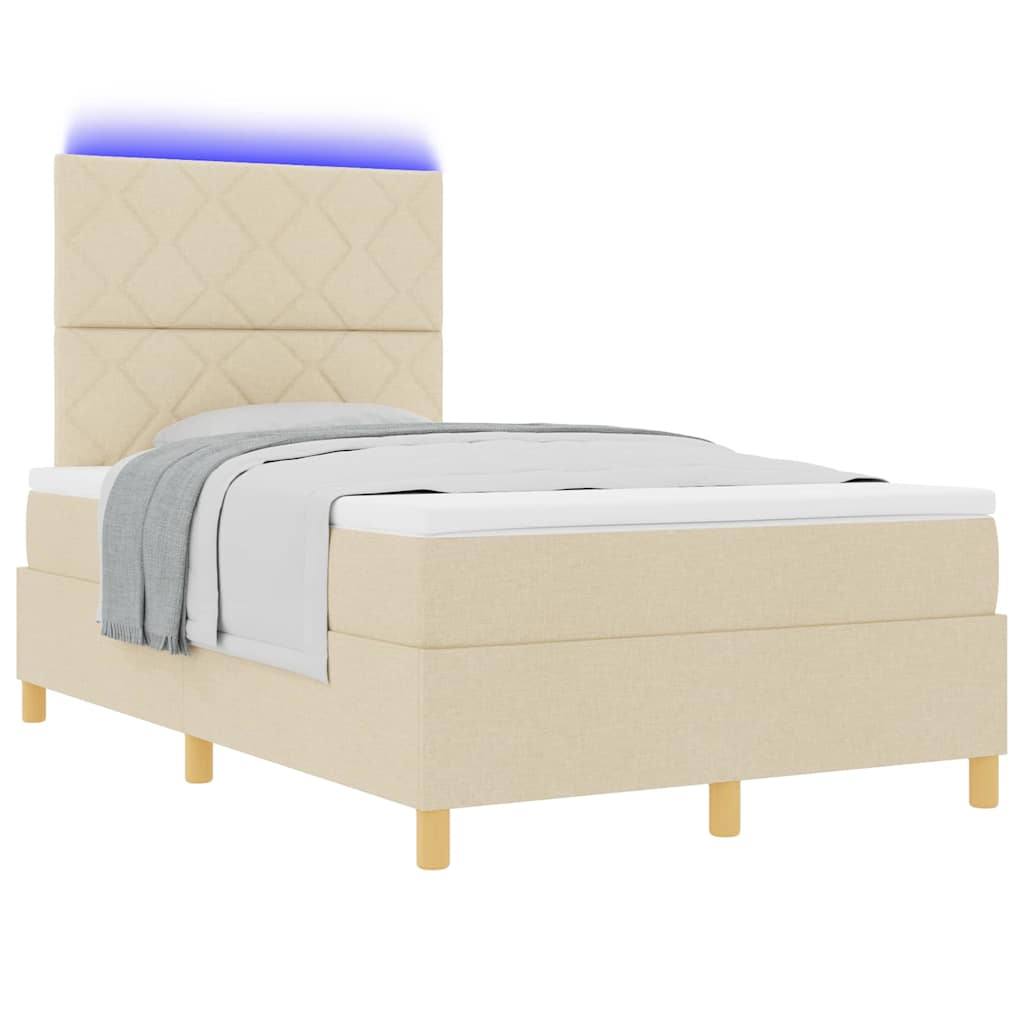 Letto a Sorgente LED con testiera Crema 120 x 200 cm Tessuto | homemem39