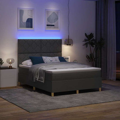 Letto a Sorgente LED Grigio scuro 140 x 190 cm Tessuto