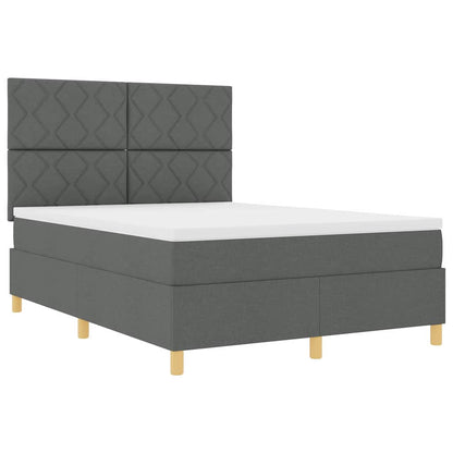 Letto a Sorgente LED Grigio scuro 140 x 190 cm Tessuto