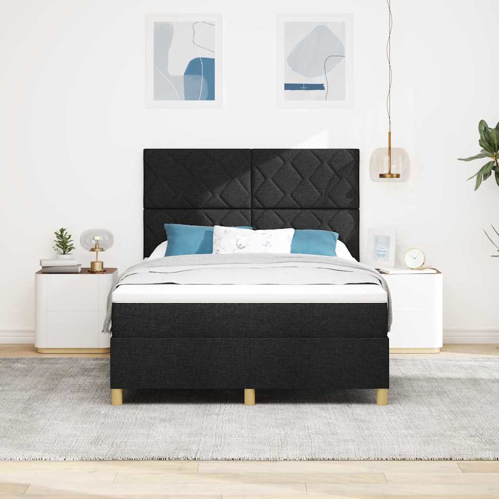 Letto a Sorgente LED con testiera Nero 140 x 190 cm Tessuto | homemem39