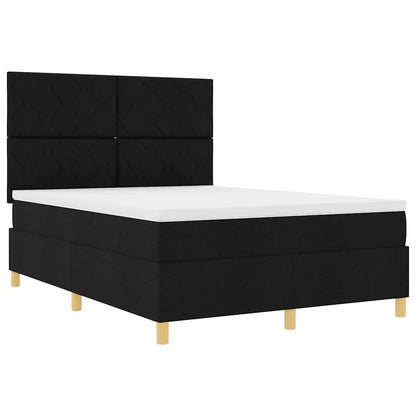 Letto a Sorgente LED con testiera Nero 140 x 190 cm Tessuto | homemem39