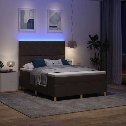 Letto a Sorgente LED Marrone Scuro 140 x 190 cm Tessuto | homemem39