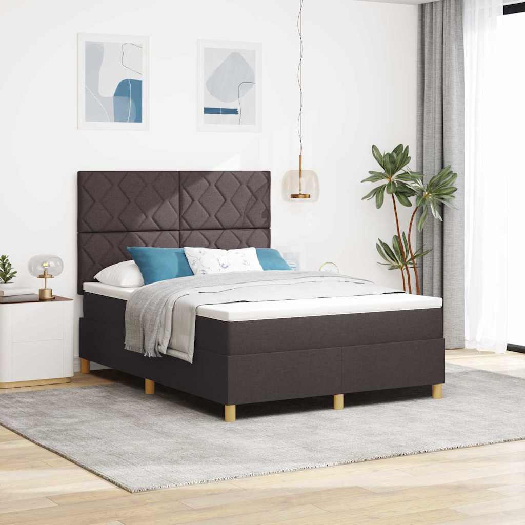 Letto a Sorgente LED Marrone Scuro 140 x 190 cm Tessuto | homemem39