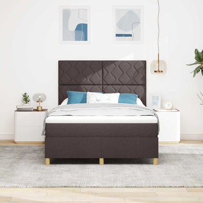 Letto a Sorgente LED Marrone Scuro 140 x 200 cm Tessuto | homemem39
