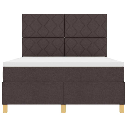 Letto a Sorgente LED Marrone Scuro 140 x 200 cm Tessuto | homemem39