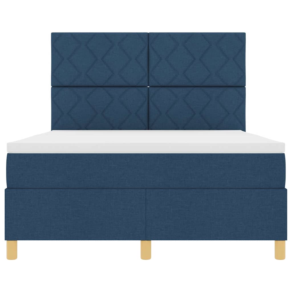 Letto a Sorgente LED con testiera Blu 140 x 200 cm Tessuto | homemem39