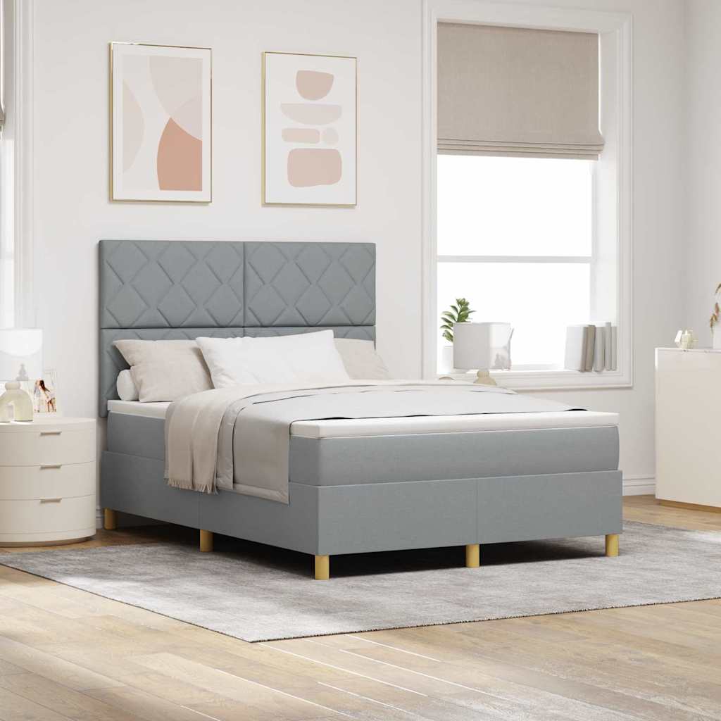Letto a Sorgente LED Grigio chiaro 160 x 200 cm Tessuto | homemem39