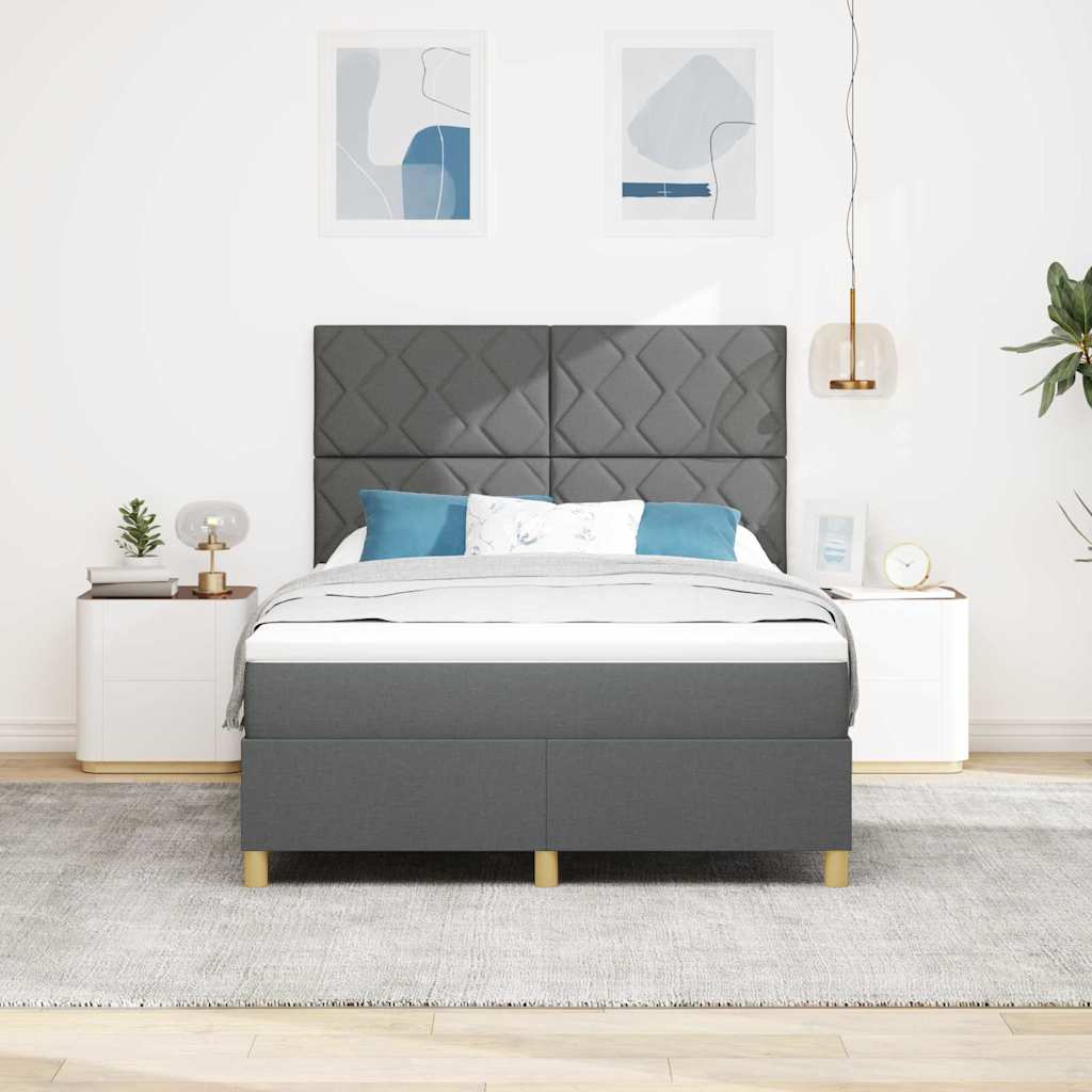 Letto a Sorgente LED Grigio scuro 160 x 200 cm Tessuto | homemem39