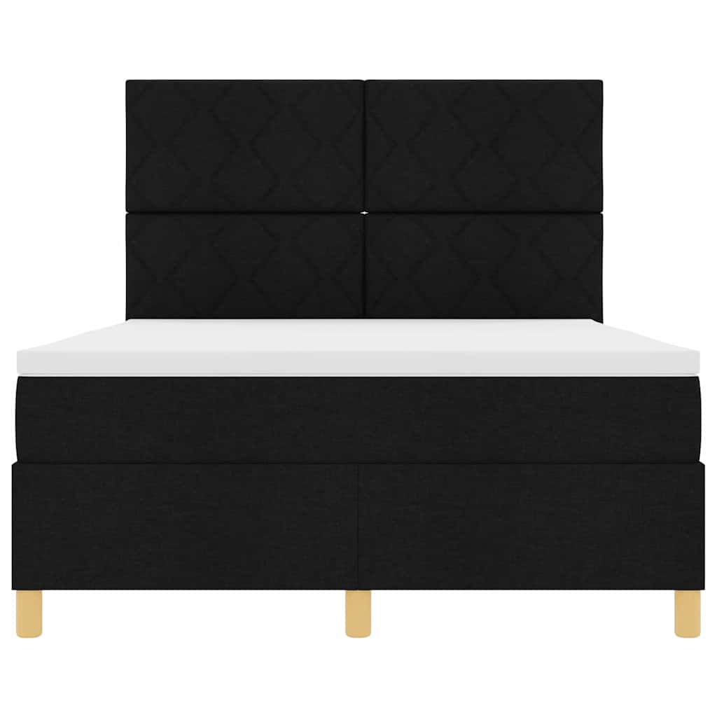 Letto a Sorgente LED con testiera Nero 160 x 200 cm Tessuto | homemem39