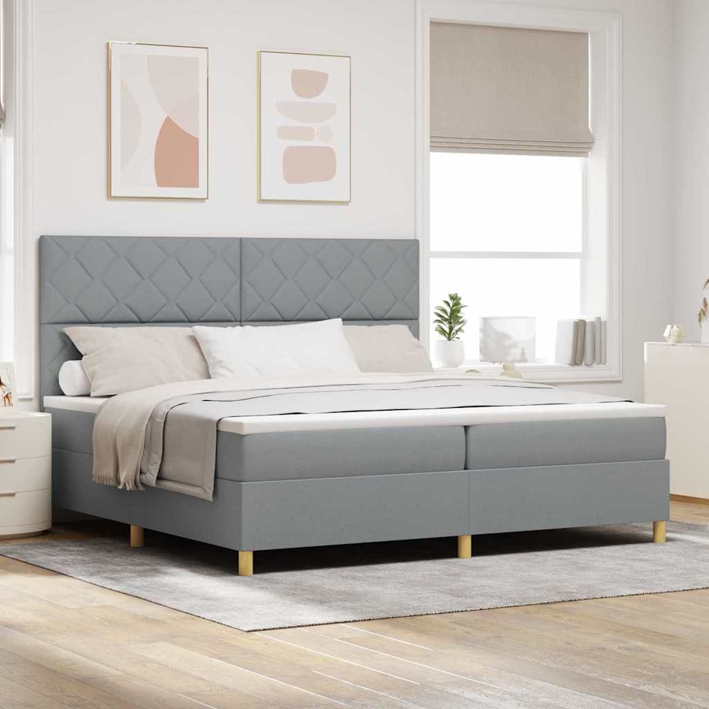 Letto a Sorgente LED Grigio chiaro 200 x 200 cm Tessuto | homemem39