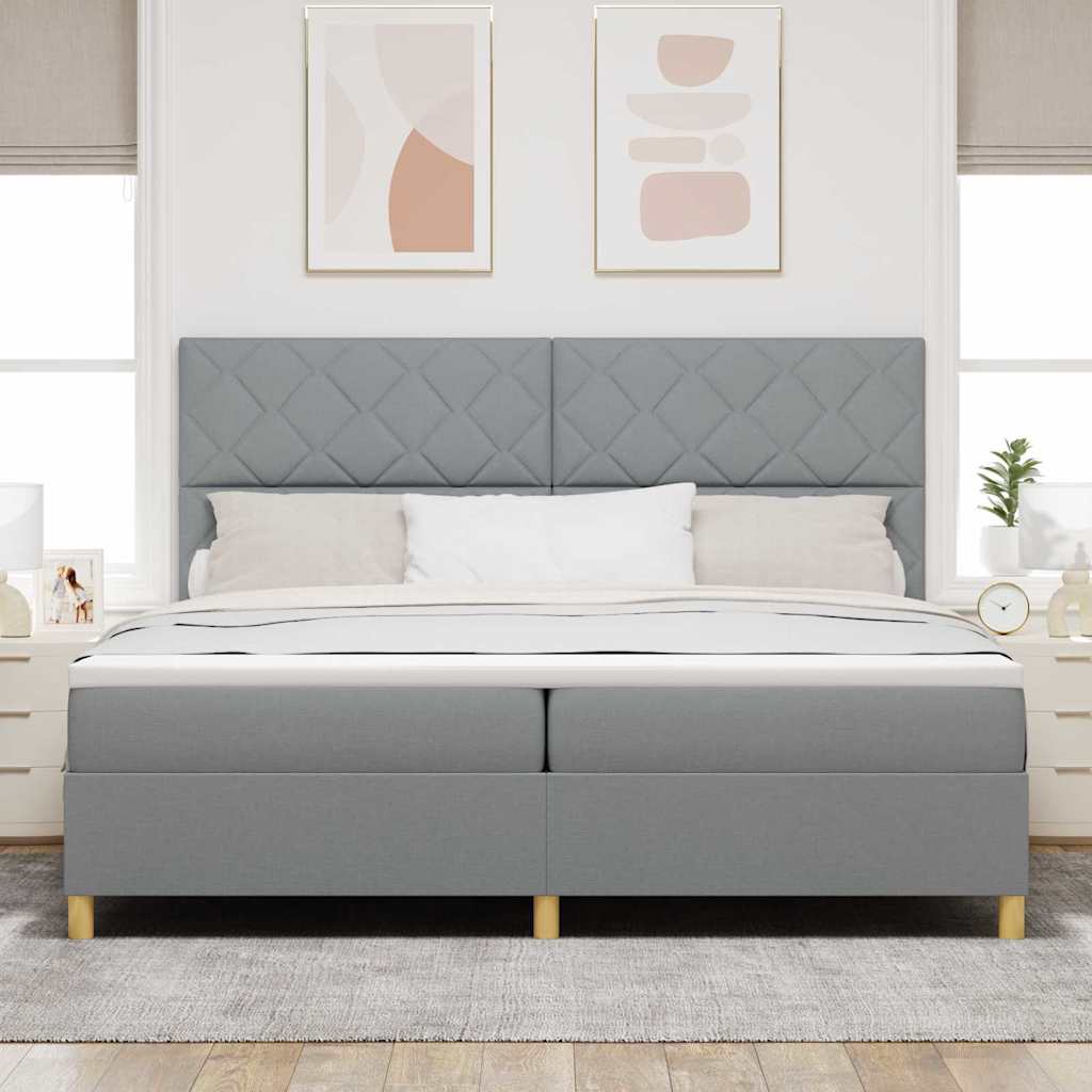 Letto a Sorgente LED Grigio chiaro 200 x 200 cm Tessuto | homemem39