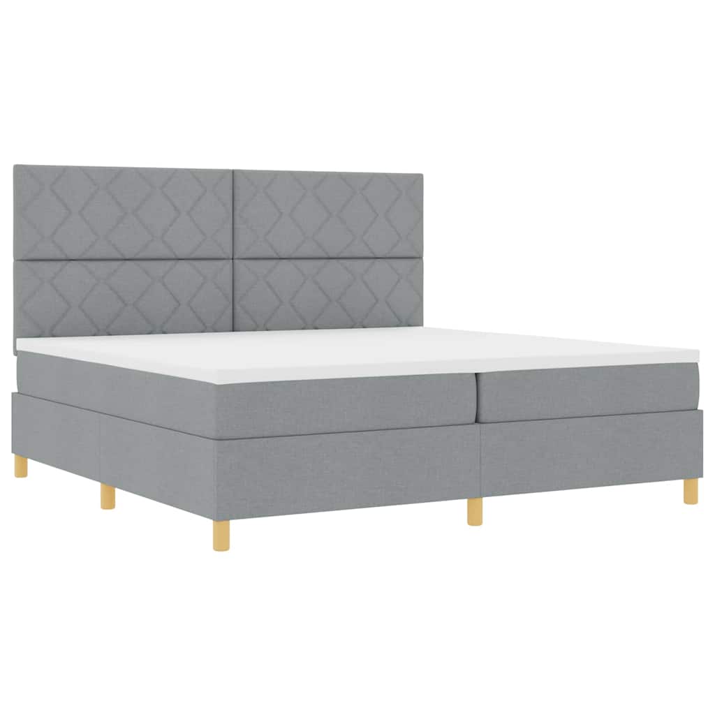 Letto a Sorgente LED Grigio chiaro 200 x 200 cm Tessuto | homemem39