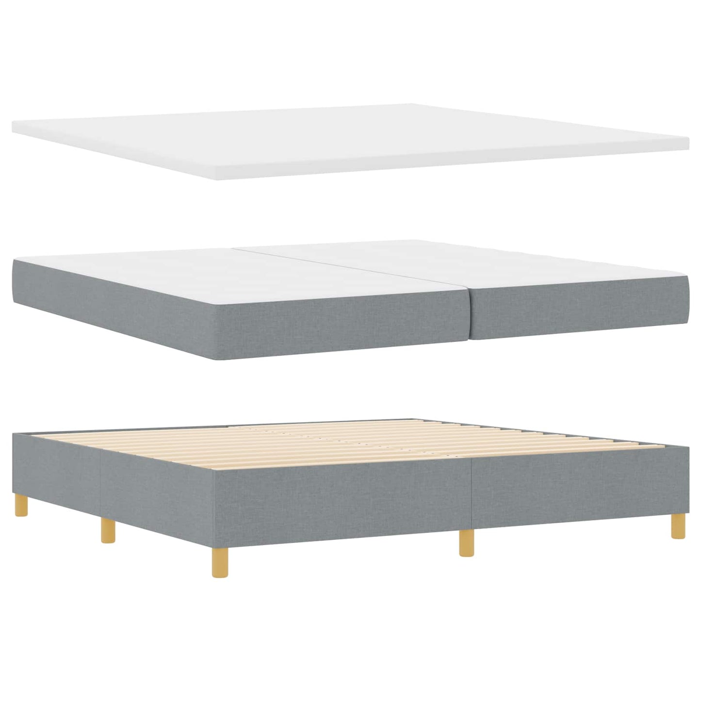 Letto a Sorgente LED Grigio chiaro 200 x 200 cm Tessuto | homemem39