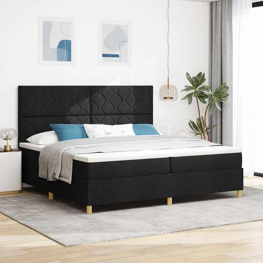 Letto a Sorgente LED con testiera Nero 200 x 200 cm Tessuto | homemem39
