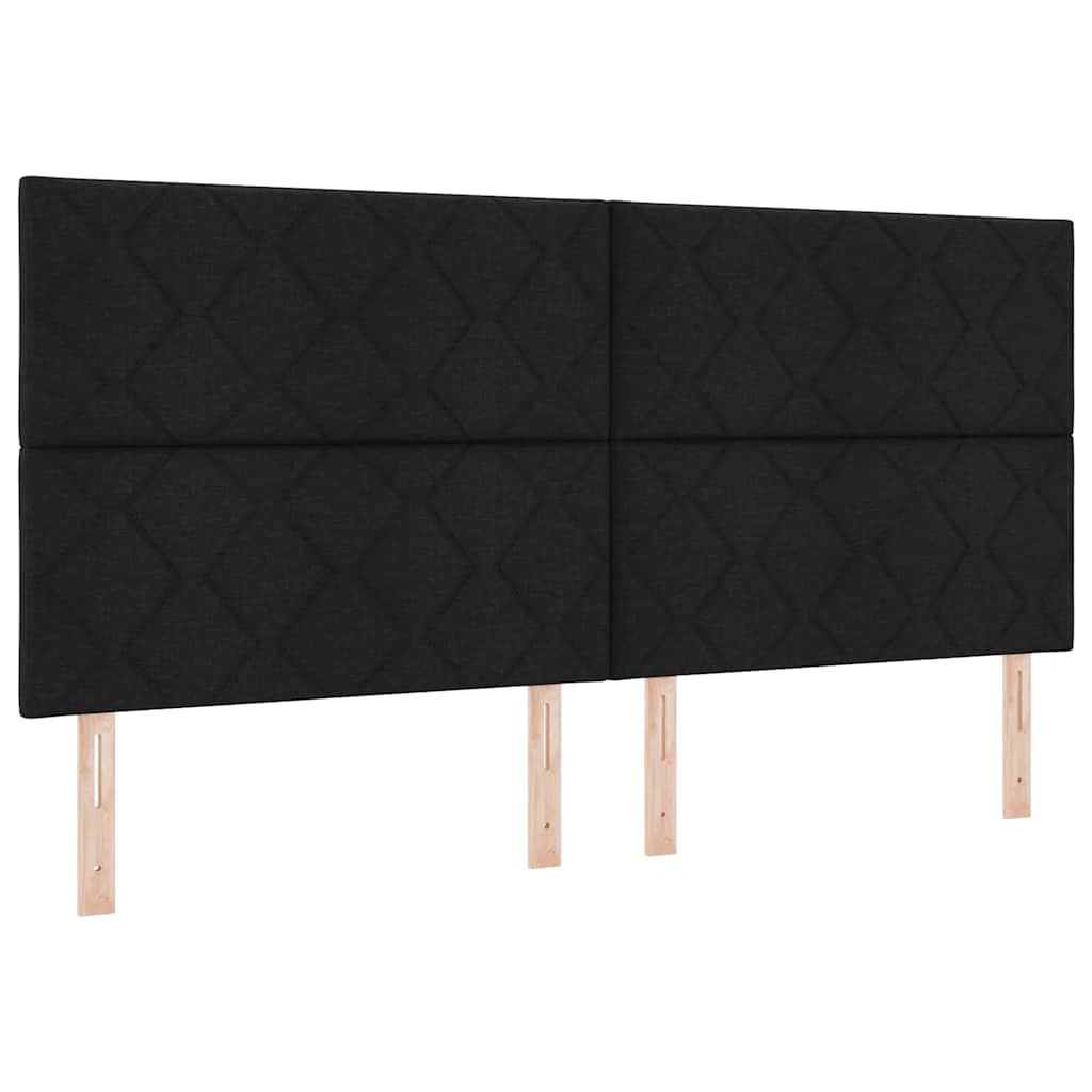 Letto a Sorgente LED con testiera Nero 200 x 200 cm Tessuto | homemem39