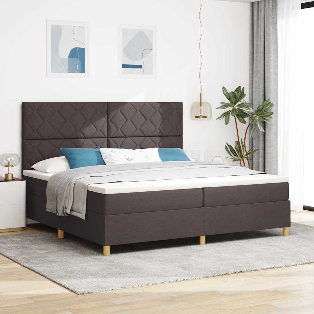 Letto a Sorgente LED Marrone Scuro 200 x 200 cm Tessuto | homemem39