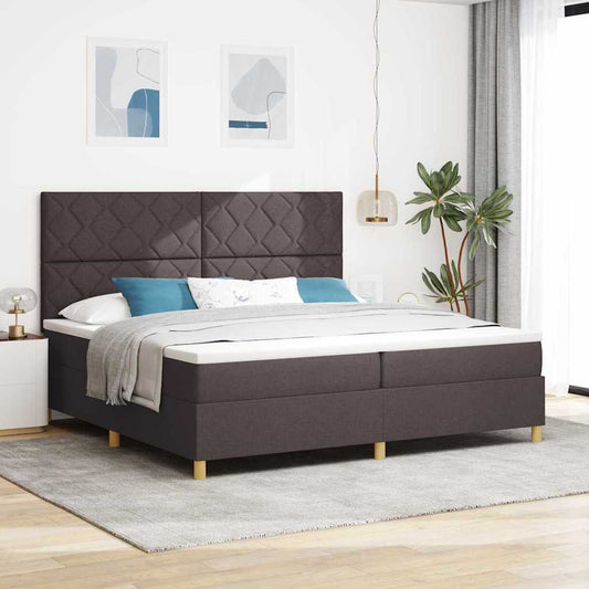 Letto a Sorgente LED Marrone Scuro 200 x 200 cm Tessuto | homemem39