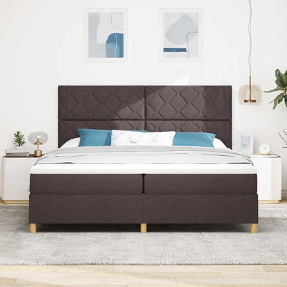 Letto a Sorgente LED Marrone Scuro 200 x 200 cm Tessuto | homemem39