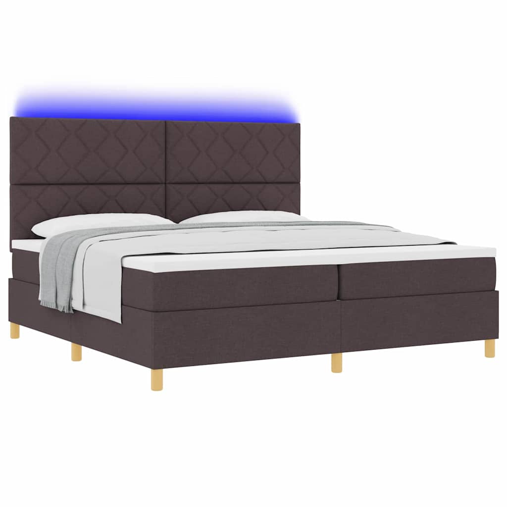 Letto a Sorgente LED Marrone Scuro 200 x 200 cm Tessuto | homemem39