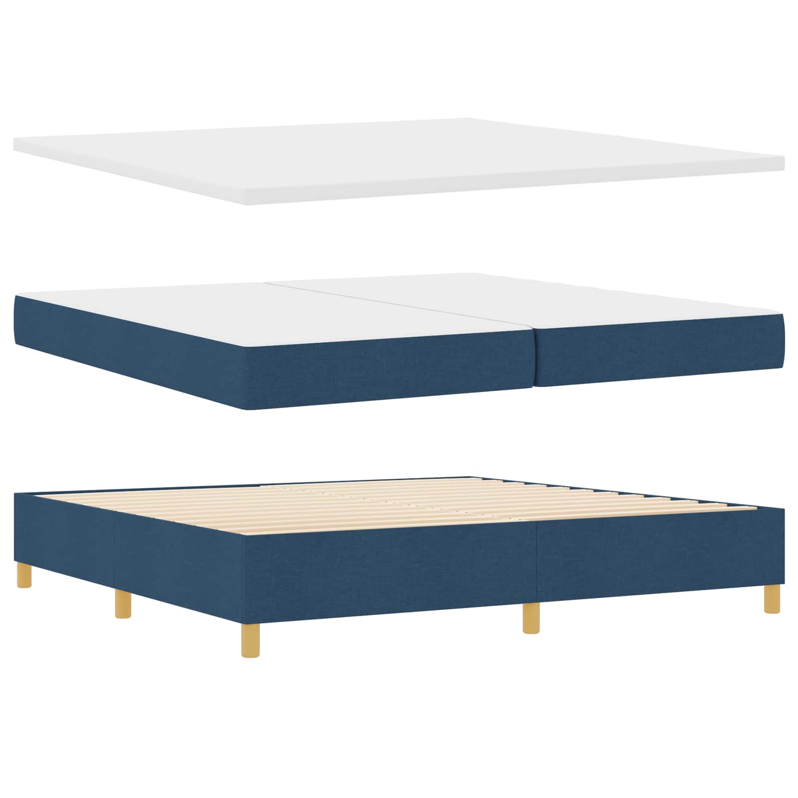 Letto a Sorgente LED con testiera Blu 200 x 200 cm Tessuto | homemem39