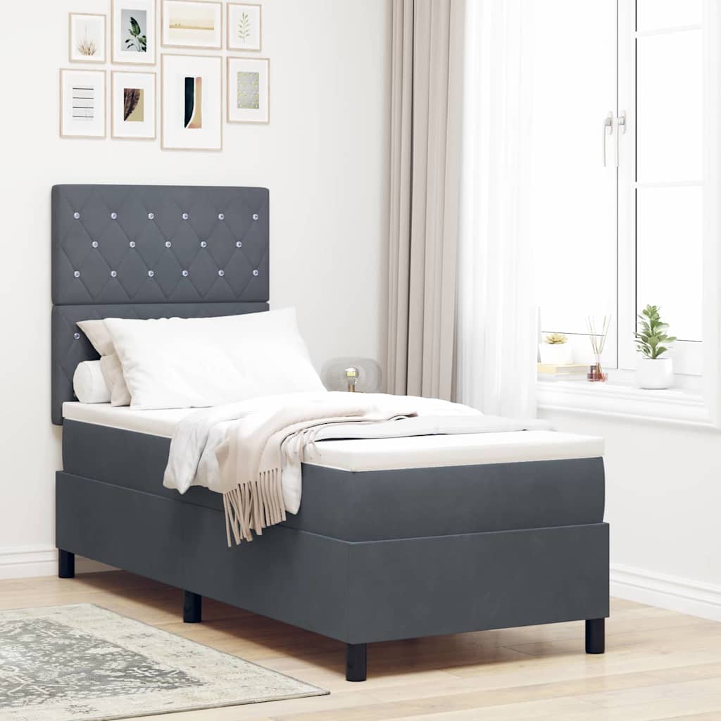 Letto a Sorgente LED Grigio scuro 80 x 200 cm Tessuto | homemem39