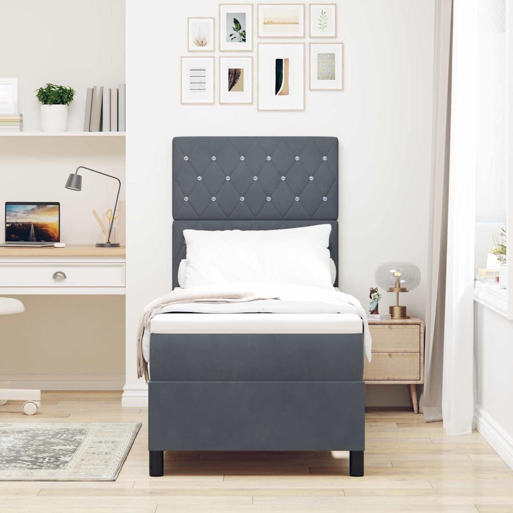 Letto a Sorgente LED Grigio scuro 80 x 200 cm Tessuto | homemem39