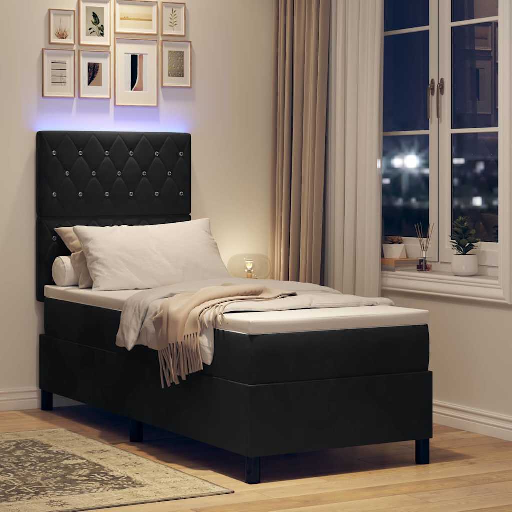 Letto a molle con materasso Nero 80 x 200 cm Velluto