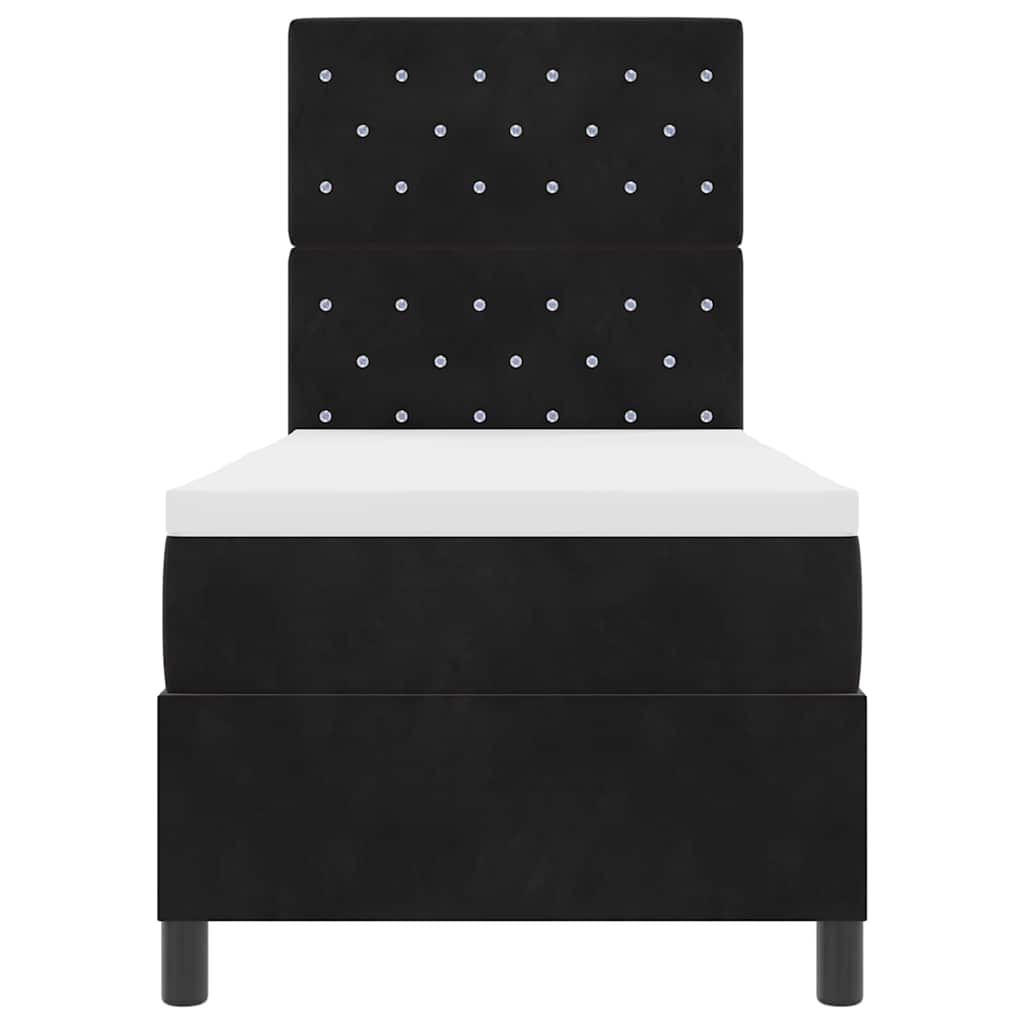 Letto a molle con materasso Nero 80 x 200 cm Velluto