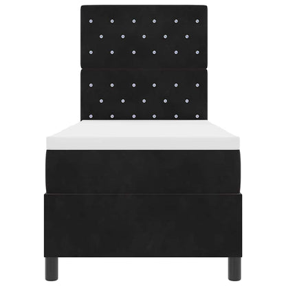 Letto a molle con materasso Nero 80 x 200 cm Velluto
