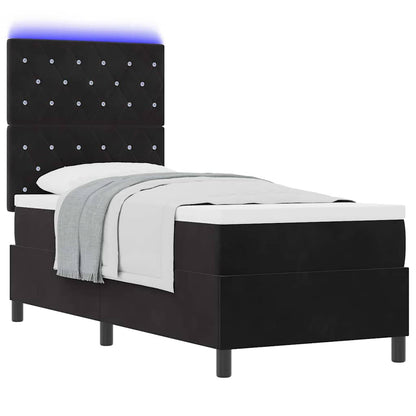 Letto a molle con materasso Nero 80 x 200 cm Velluto