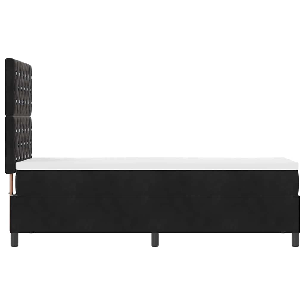 Letto a molle con materasso Nero 80 x 200 cm Velluto