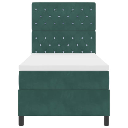 Letto a Sorgente LED Verde Scuro 90 x 190 cm Tessuto