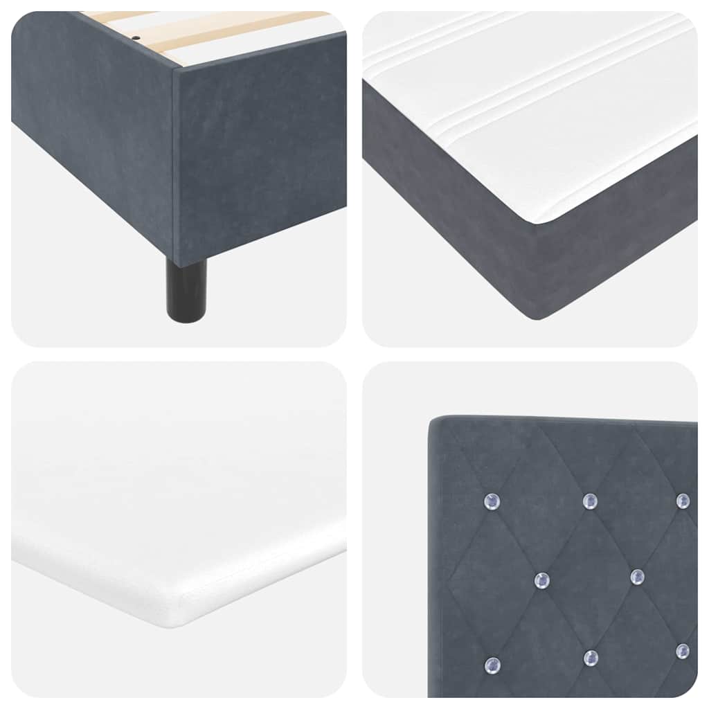 Letto a Sorgente LED Grigio scuro 90 x 200 cm Velluto | homemem39