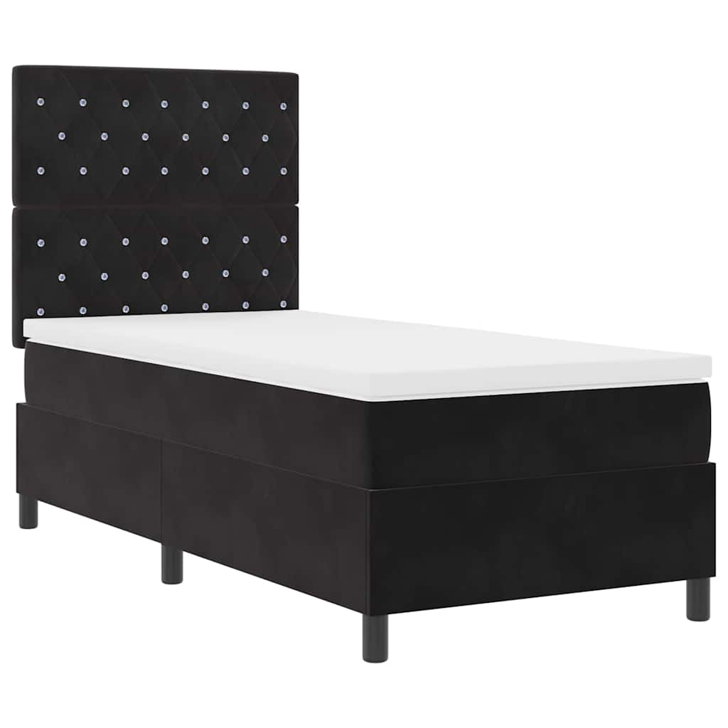 Letto a Sorgente LED con materasso Nero 90 x 200 cm Velluto | homemem39