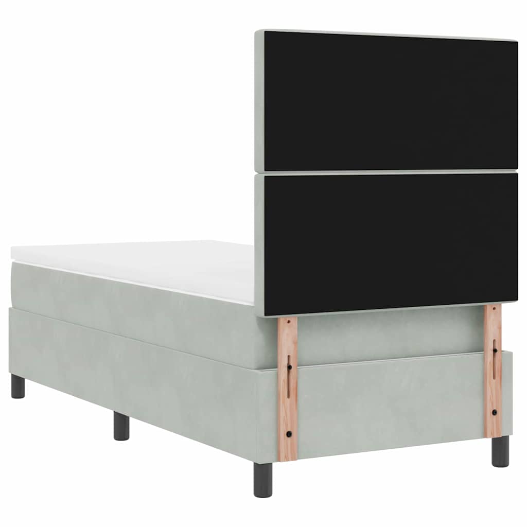 Letto a molle con materasso Grigio chiaro 100 x 200 cm Velluto