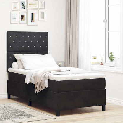 Letto a Sorgente LED con materasso Nero 100 x 200 cm Velluto