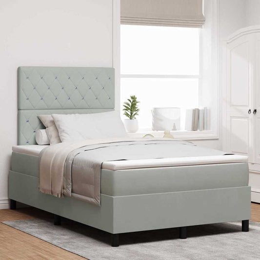 Letto a Sorgente LED Grigio chiaro 120 x 190 cm Velluto | homemem39