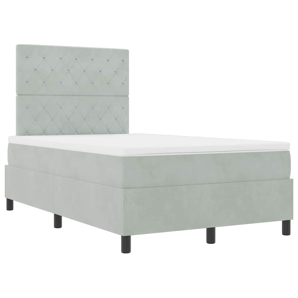 Letto a Sorgente LED Grigio chiaro 120 x 190 cm Velluto | homemem39