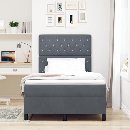 Letto a molle con materasso Grigio scuro 120 x 190 cm Velluto