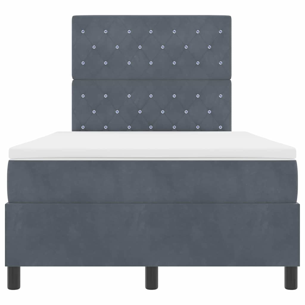Letto a molle con materasso Grigio scuro 120 x 190 cm Velluto