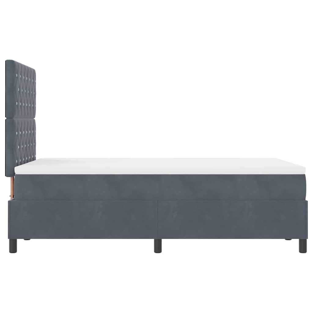 Letto a molle con materasso Grigio scuro 120 x 190 cm Velluto