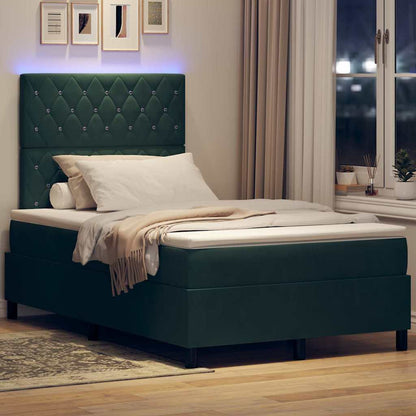 Letto a Sorgente LED Verde Scuro 120 x 190 cm Velluto | homemem39