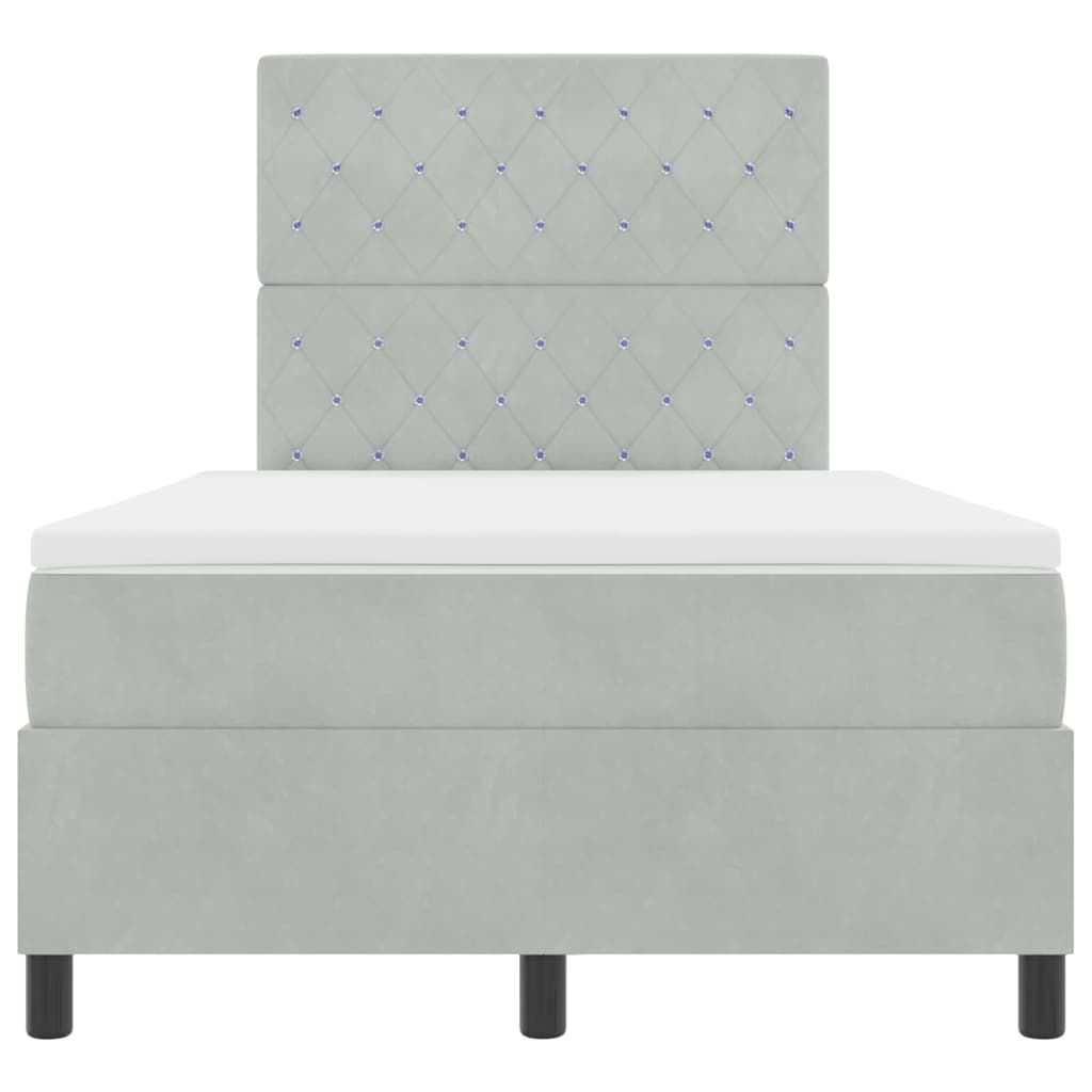 Letto a molle con materasso Grigio chiaro 120 x 200 cm Velluto