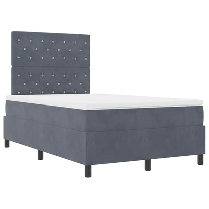 Letto a molle con materasso Grigio scuro 120 x 200 cm Velluto