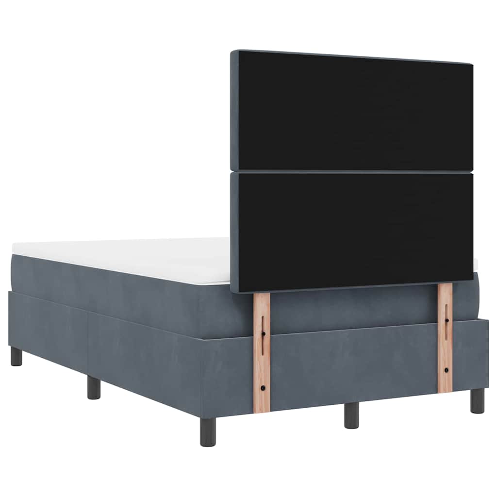 Letto a molle con materasso Grigio scuro 120 x 200 cm Velluto