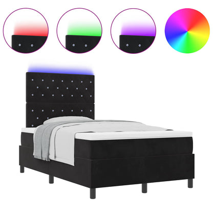 Letto a Sorgente LED con materasso Nero 120 x 200 cm Tessuto